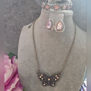 Butterfly Jewelry Set with Pink Accents